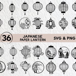 Japanese Paper Lantern SVG Bundle: Clipart, Silhouette, Vector (Digital Download)