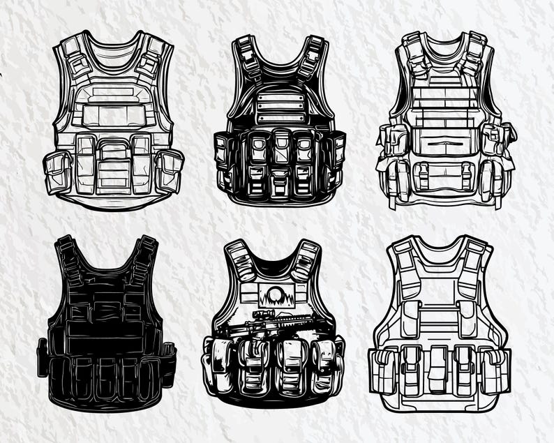 Bulletproof Vest Svg Bundle, Bulletproof Vest Silhouette, Bulletproof ...