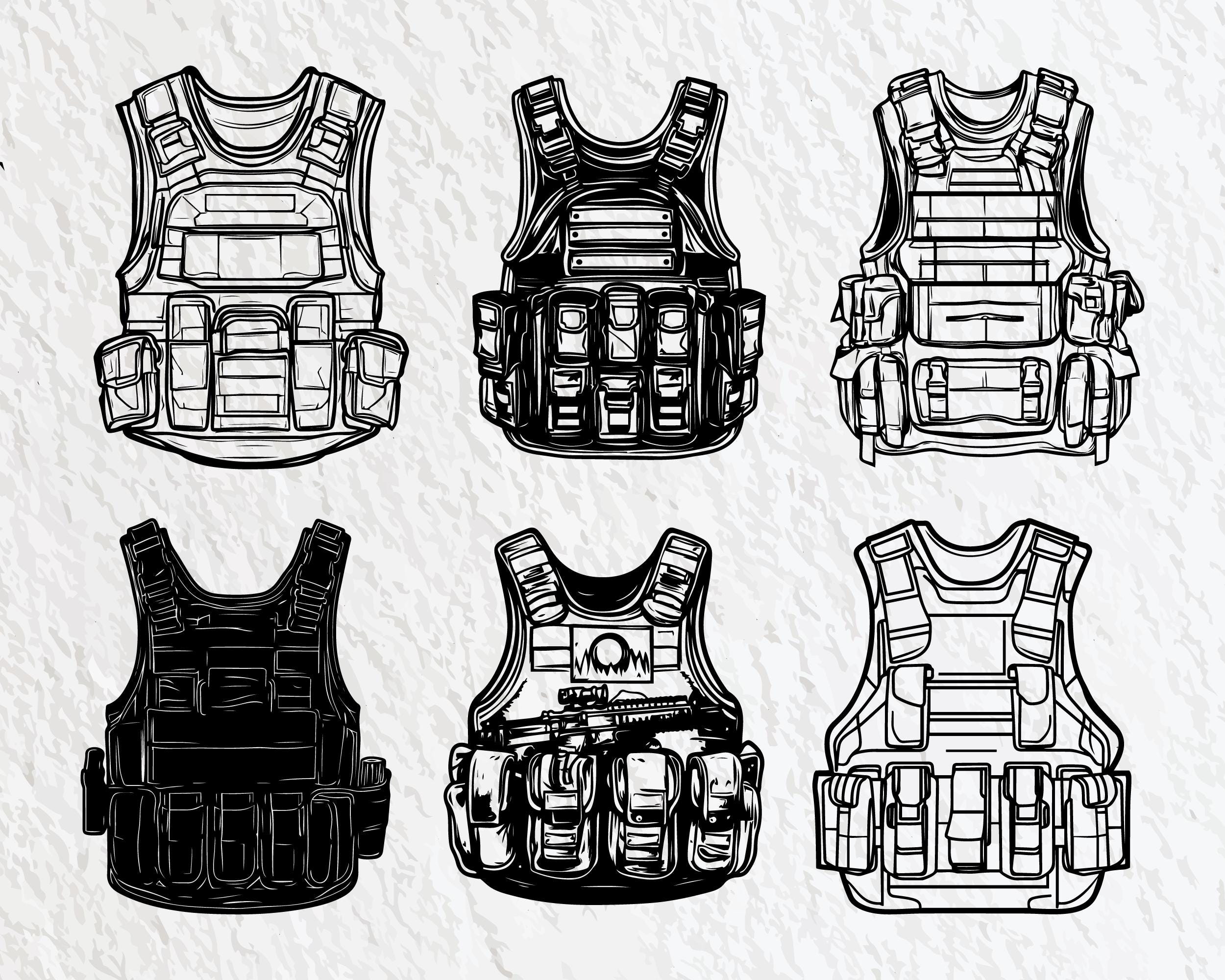 Bulletproof Vest SVG Bundle: Silhouette Vector Icon (PNG, Cricut) - Etsy