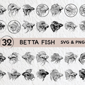 Betta Fish Svg Bundle, Betta Fish Silhouette, Betta Fish Clipart Png, Betta Fish Outline, Betta Fish Vector, Betta Fish Logo Icon Files Png