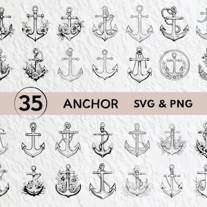 Anchor SVG Bundle: Nautical Clipart, Logo, and Cut Files (PNG)
