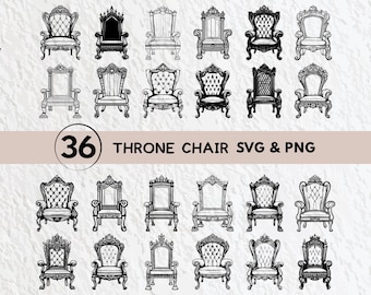 Throne Chair SVG Bundle: Royal Silhouette Clipart (PNG, Vector)