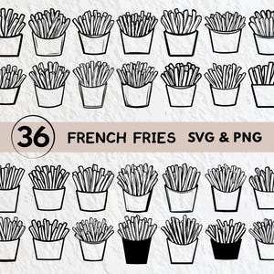 French Fries SVG Bundle: Clipart, Outline, Vector Logo (Digital Download)