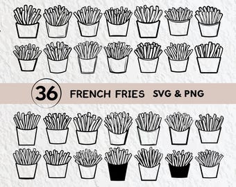 Pommes frites SVG-paket: Clipart, kontur, vektorlogotyp (digital nedladdning)