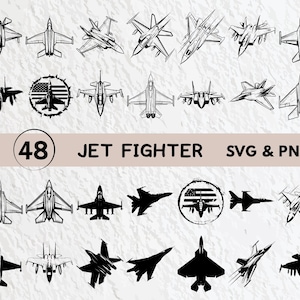 Puede incluir: Un conjunto de 48 ilustraciones vectoriales en blanco y negro de aviones de combate. Las ilustraciones están en una variedad de poses, incluyendo volar, aterrizar y despegar. Las ilustraciones son perfectas para usar en una variedad de proyectos, como sitios web, redes sociales y materiales impresos.