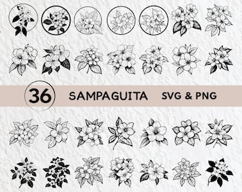 Sampaguita SVG Bundle: Floral Silhouette, Logo Icon (Cricut, PNG)