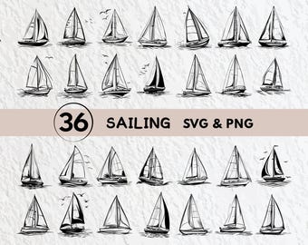 Sailing SVG Bundle: Boat Silhouette Clipart (PNG, Cricut)