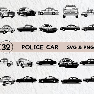 Police Car Silhouette SVG Bundle: Vector Clipart, Decal Designs