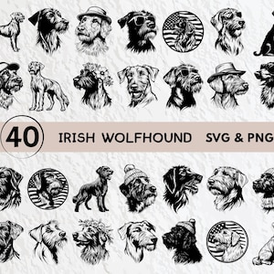 Irish Wolfhound SVG Bundle: Silhouette Clipart, Logo Icon (PNG, SVG)