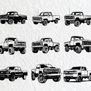 Chevy Truck Svg Bundle, Chevy Truck Silhouette, Chevy Truck Clipart, Chevy Truck Outline, Chevy Truck Vector, Chevy Truck Logo Icon Decal