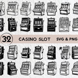 Casino Slot Svg Bundle, Casino Slot Silhouette, Casino Slot Clipart Png, Casino Slot Outline, Casino Slot Vector Logo Icon Cricut Cut Files