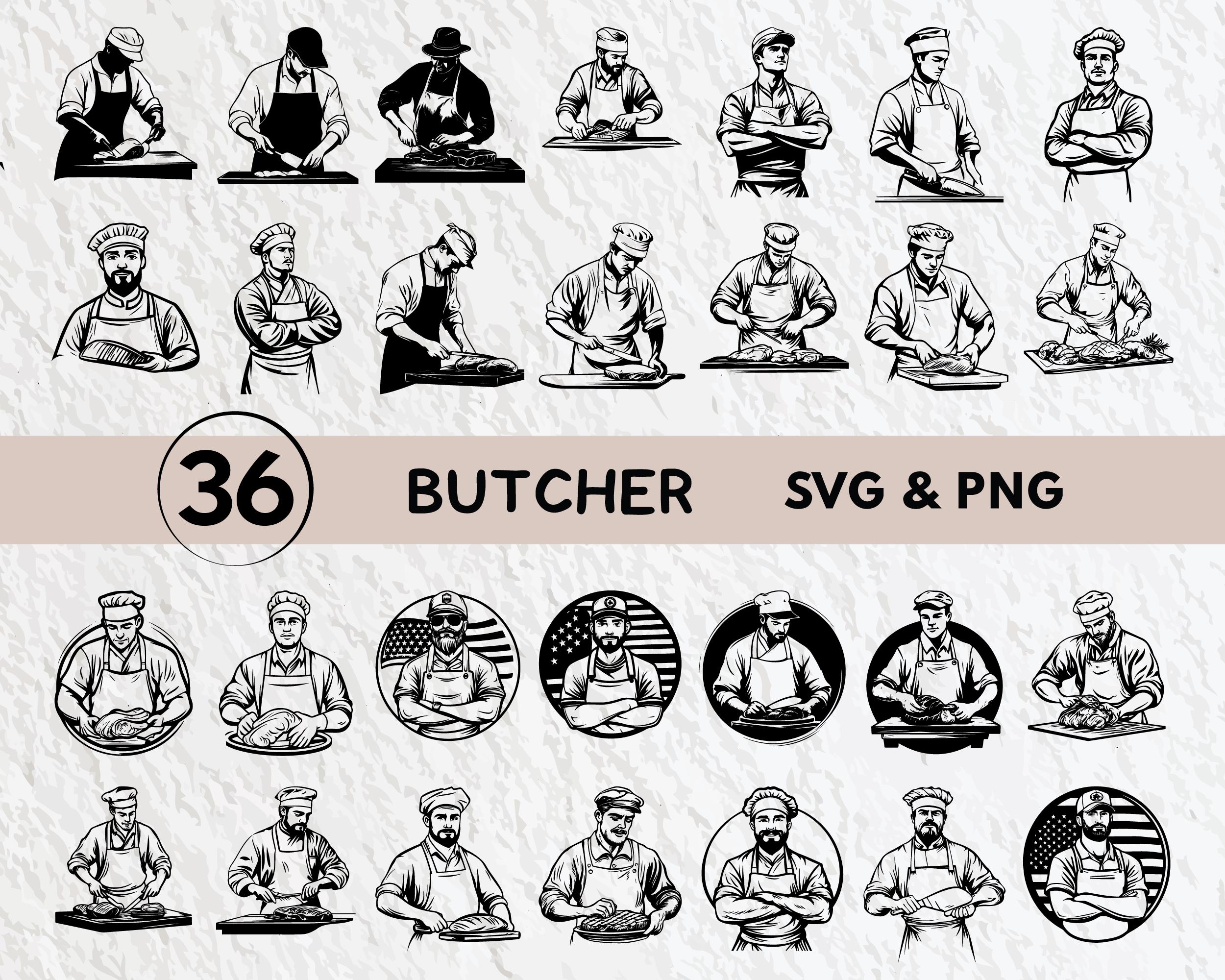 Slaughter Svg Butcher Svg Bundle, Butcher Png Outline, Butcher Art Png, Butcher ...
