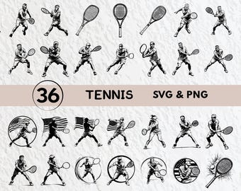 Tennis SVG Bundle: Silhouette Clipart, Cricut Cut Files (PNG, Vector)