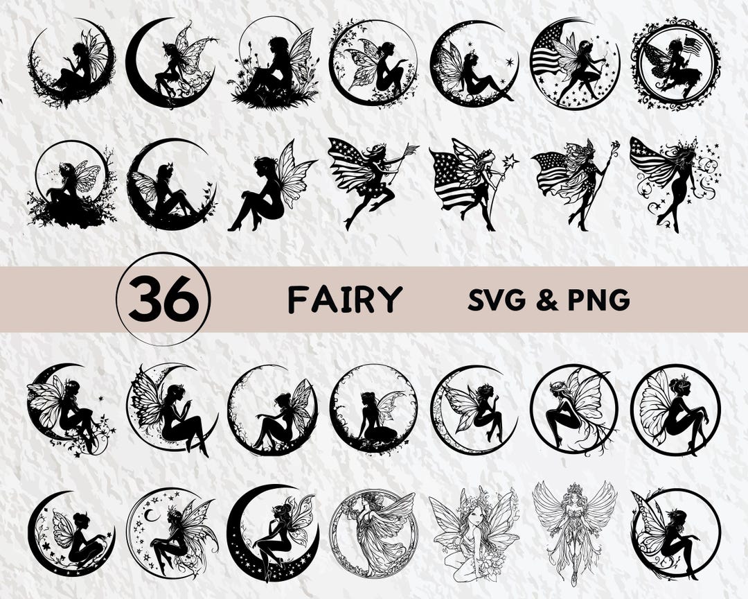 Fairy Silhouette SVG Bundle: Cricut Cut Files, PNG Clipart (digital ...