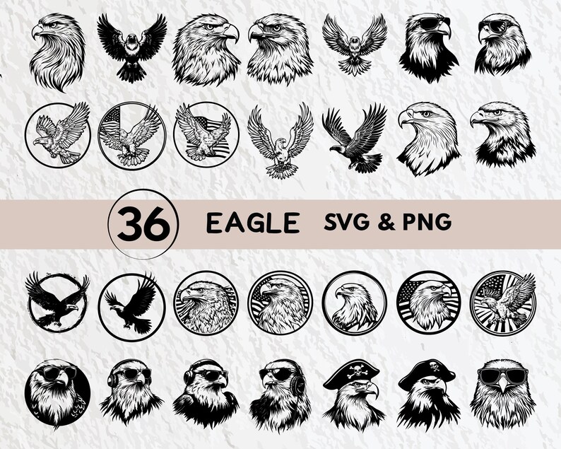 Eagle SVG Bundle: Silhouette Clipart, Vector Graphics (PNG, SVG) - Etsy