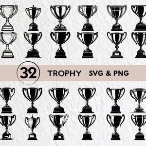 Trophy Svg Bundle, Trophy Silhouette, Trophy Clipart Png, Trophy Outline, Trophy Vector, Trophy Logo, Trophy Icon, Trophy Cricut Svg Files