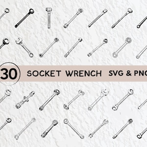 Socket Wrench Svg Bundle, Socket Wrench Silhouette, Socket Wrench Clipart Png, Socket Wrench Outline, Socket Wrench Logo Icon Decal Cut File
