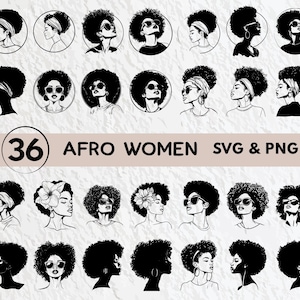 Afro Woman Svg Bundle, Afro Girl Svg, Black Woman Svg, Afro Hair Svg, Black Woman Silhouette,  Afro Queen Svg, Afro Woman Icon Logo Svg Set