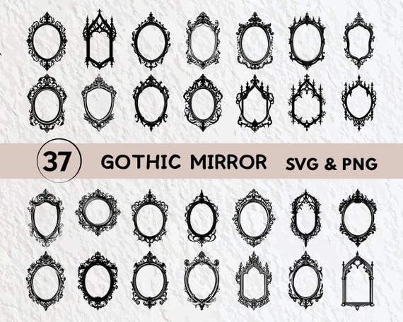 Gothic Mirror SVG Bundle: Silhouette Clipart (PNG, Vector)