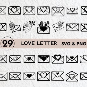 Liebesbrief-Svg-Bundle, Liebesbrief Silhouette, Liebesbrief Clipart Png, Liebesbrief Umriss, Liebesbrief Vektor-Logo-Symbol Cricut-Schnitt-Dateien