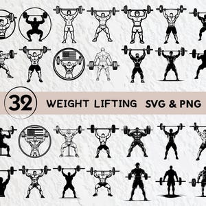 Weight Lifting SVG Bundle: Silhouette Clipart, Logo Icon (digital ...