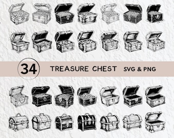Treasure Chest SVG Bundle: Pirate Clipart, Cricut Cut Files
