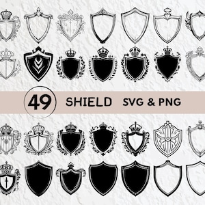 Bundle Svg de bouclier, Silhouette de bouclier, Clipart Png de bouclier, contour de bouclier, vecteur de bouclier, logo de bouclier, icône de bouclier, bouclier Cricut Svg Png