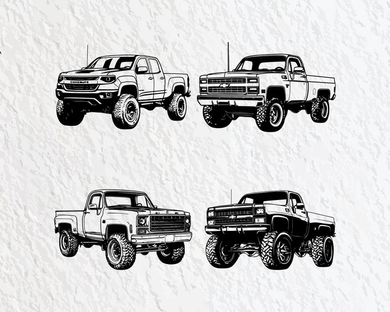 Chevy Truck Svg Bundle, Chevy Truck Silhouette, Chevy Truck Clipart, Chevy Truck Outline, Chevy Truck Vector, Chevy Truck Logo Icon Decal