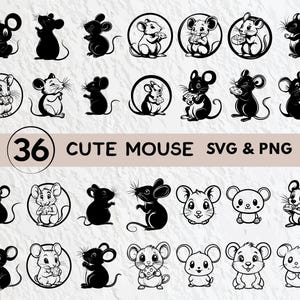 Cute Mouse Svg Bundle, Cute Mouse Silhouette, Cute Mouse Clipart Png, Cute Mouse Outline, Cute Mouse Vector, Cute Mouse Icon Cricut File Svg