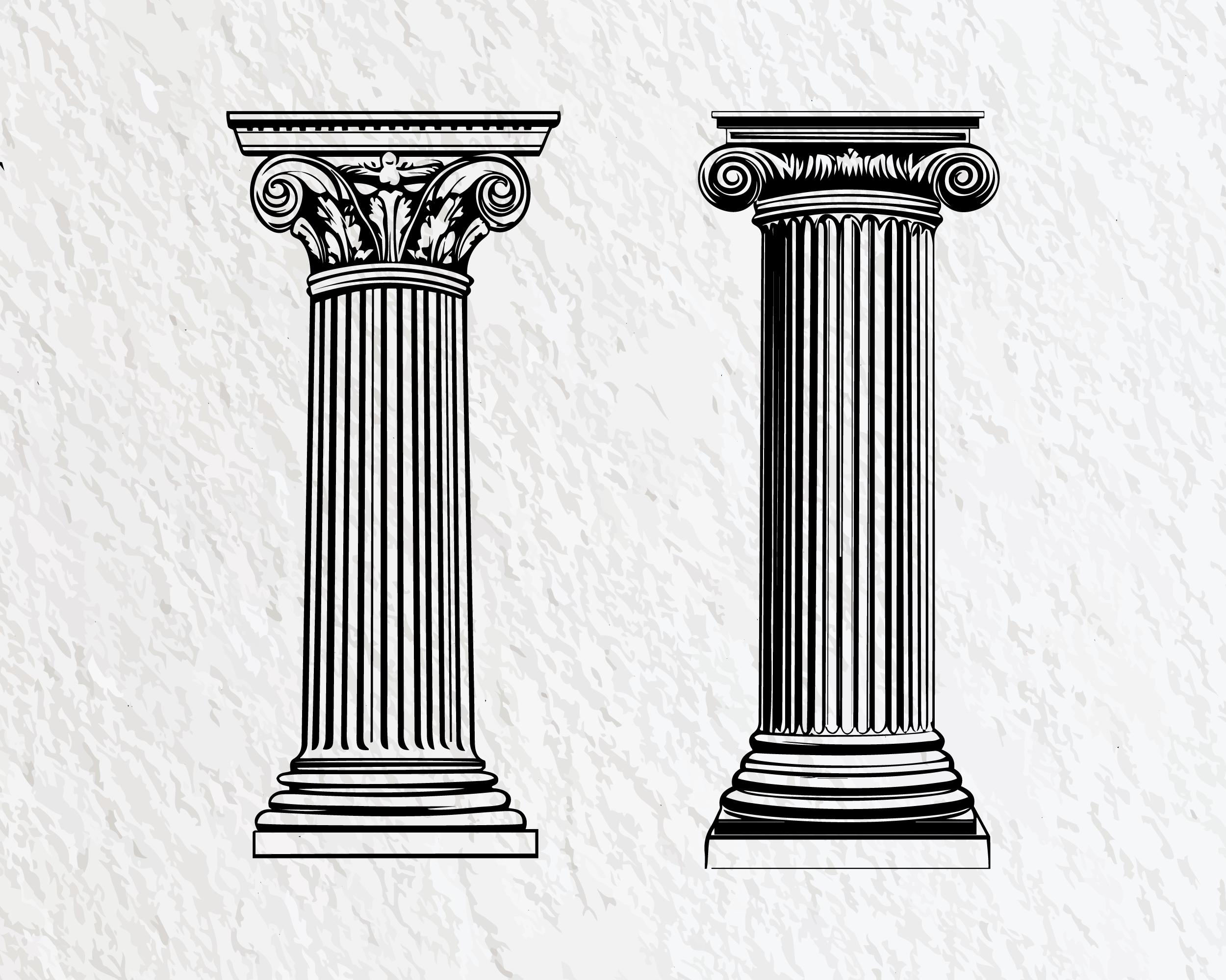 Ancient Column SVG Bundle: Silhouette, Clipart, Vector (digital ...