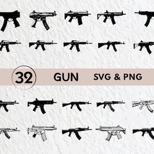 Gun Silhouette SVG Bundle, Clipart, Decal, Cricut Cut Files - Etsy