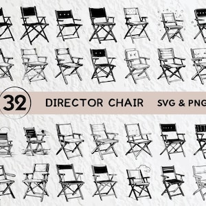 Director Chair Svg Bundle, Director Chair Silhouette, Director Chair Clipart Png, Director Chair Vector Logo Icon Decal Cricut Cut Files Svg