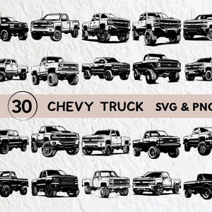 Chevy Truck Svg Bundle, Chevy Truck Silhouette, Chevy Truck Clipart, Chevy Truck Outline, Chevy Truck Vector, Chevy Truck Logo Icon Decal