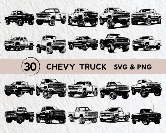 Chevy Truck SVG Bundle: Silhouette, Clipart, Vector (PNG, Cricut)