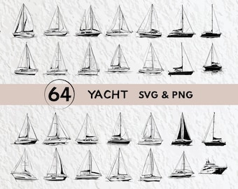 Yacht SVG Bundle: Silhouette Clipart, Decal Cut Files