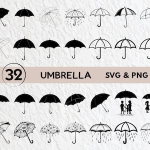 Umbrella SVG Bundle: Silhouette Clipart, Logo Icon (PNG, Vector)