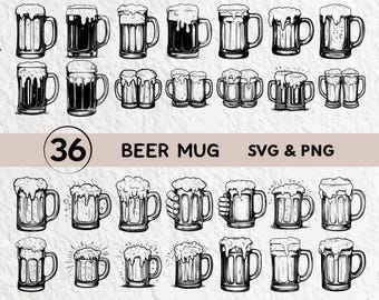 Beer Mug SVG Bundle: Silhouette, Clipart, Vector (PNG, SVG)