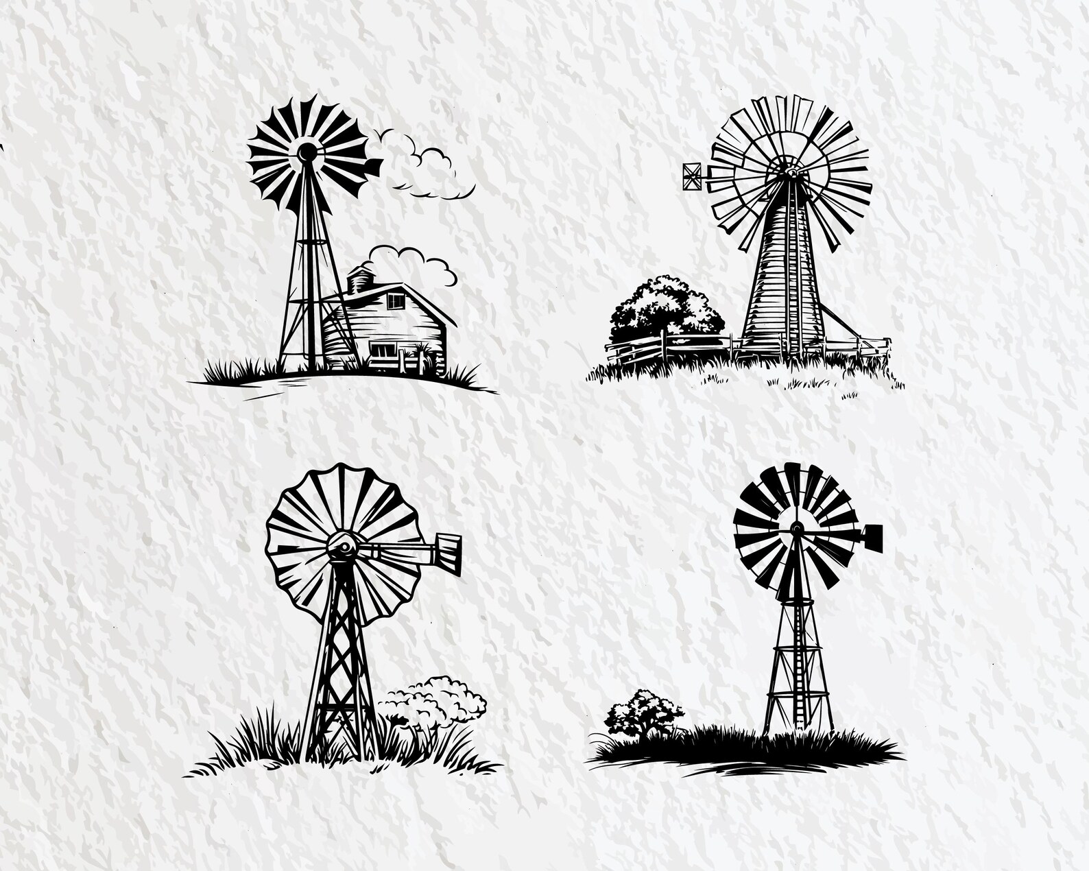 Farm Windmill Svg Bundle, Farm Windmill Silhouette, Farm Windmill ...