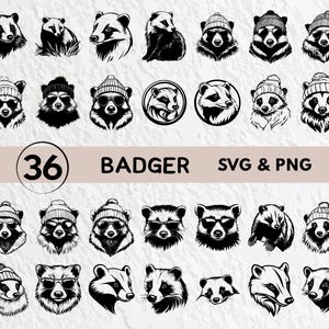 Badger SVG Bundle: Silhouette Clipart, Vector Decal (PNG, SVG)