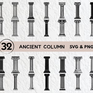 Ancient Column Svg Bundle, Ancient Column Silhouette, Ancient Column Clipart Png, Ancient Column Outline, Ancient Column Vector Logo Icon