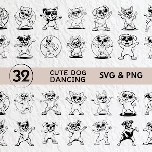 Cute Dog Dancing Svg Bundle, Cute Dog Dancing Silhouette, Cute Dog Dancing Clipart Png, Funny Dog Dancing Vector, Dog Dancing Icon Logo File