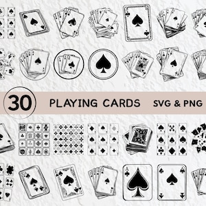 Karty do gry sylwetka Svg, Karty do gry Svg Bundle, Karty do gry Clipart, Karty do gry Naklejka, Karty do gry Logo wektorowe ikony Wytnij pliki