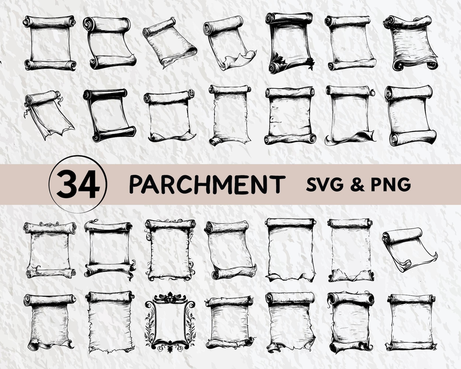 Parchment Svg Bundle, Parchment Silhouette, Parchment Clipart Png ...