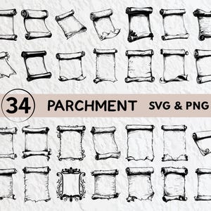 Parchment Svg Bundle, Parchment Silhouette, Parchment Clipart Png, Parchment Outline, Parchment Art, Parchment Vector Logo Icon Cut Files