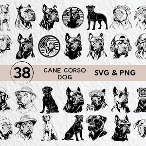 Cane Corso Dog SVG Bundle: Silhouette Clipart, Logo Icon (PNG, Cricut Files)