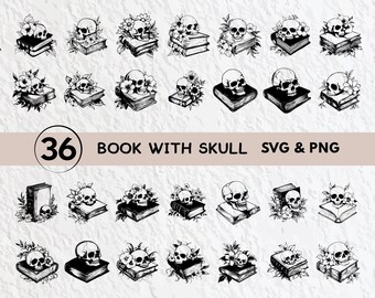Buch mit Schädel SVG Bundle: Gothic Clipart Designs (PNG, SVG)