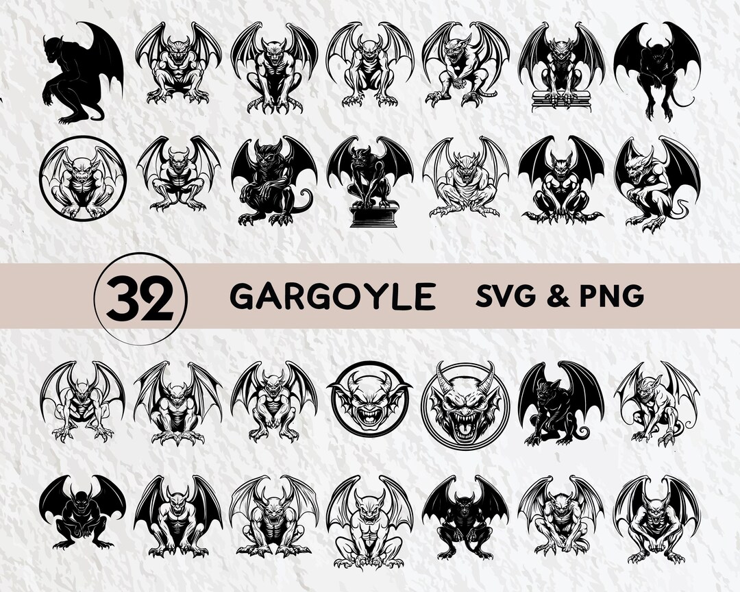 Gargoyle SVG Bundle: Silhouette, Clipart, Vector (digital Download