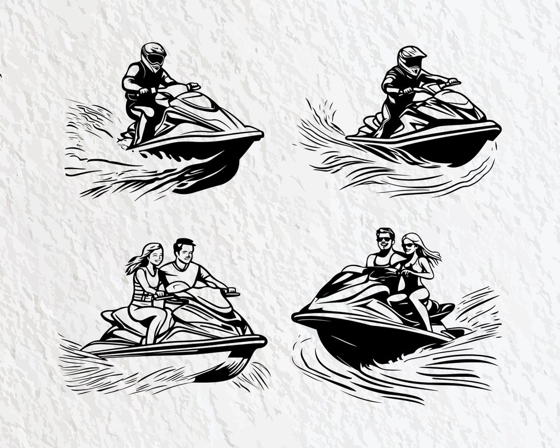 Jet Ski SVG Bundle: Silhouette Clipart, Vector Decal (PNG, SVG) - Etsy