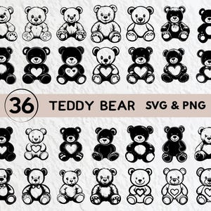 Teddy Bear Svg Bundle, Teddy Bear Silhouette, Teddy Bear Clipart Png, Teddy Bear Outline, Teddy Bear Vector, Teddy Bear Gifts Icon Cut Files