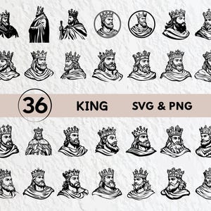 King Svg Bundle, King Silhouette, King Clipart Png, King Outline, King Vector, King Logo, King Icon, King Cricut Decal Cut Files Svg Png